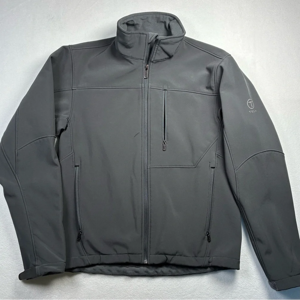Tech by Tumi Men's Small Gray Softshell Jacket Fleece Lined Performance *FLAW